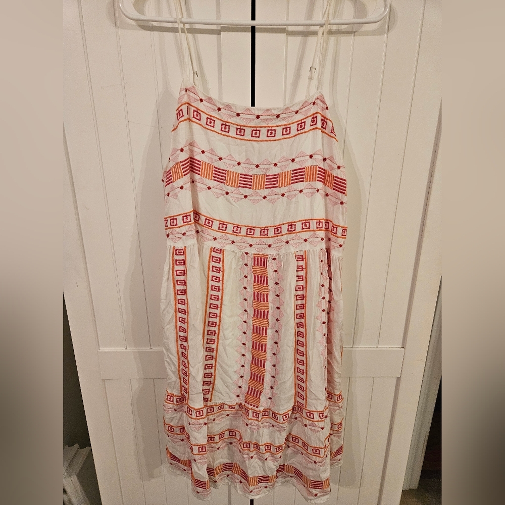 Savanna Jane Red and White Geometric Midi Dress